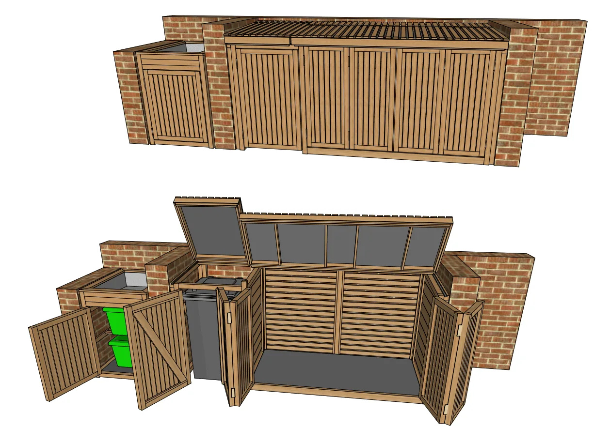 Backhouse Brick Enclosed Bike and Bin Stores